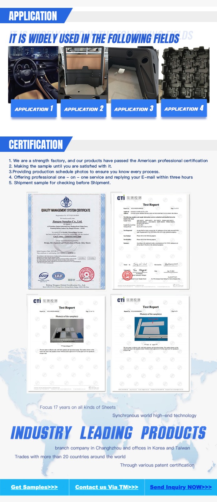 Applications and certifications for High glossy high impact HIPS sheet